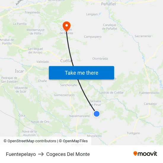 Fuentepelayo to Cogeces Del Monte map