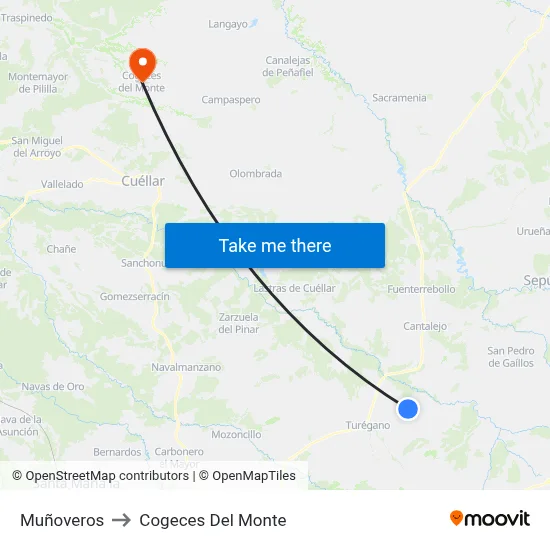 Muñoveros to Cogeces Del Monte map