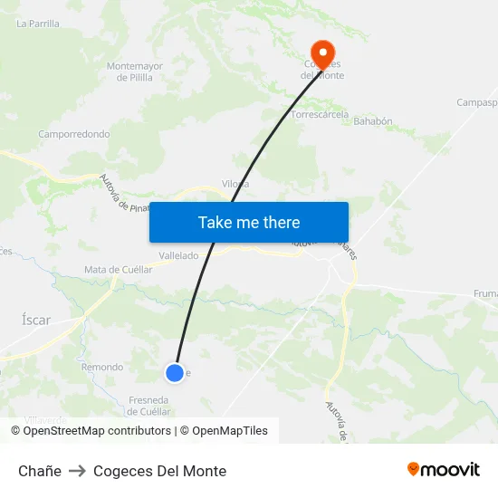 Chañe to Cogeces Del Monte map
