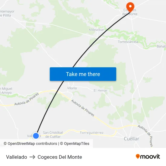Vallelado to Cogeces Del Monte map