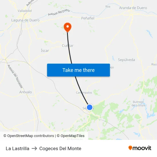 La Lastrilla to Cogeces Del Monte map