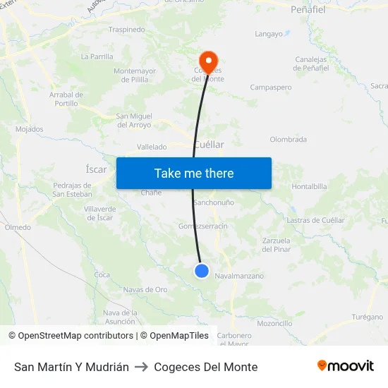 San Martín Y Mudrián to Cogeces Del Monte map