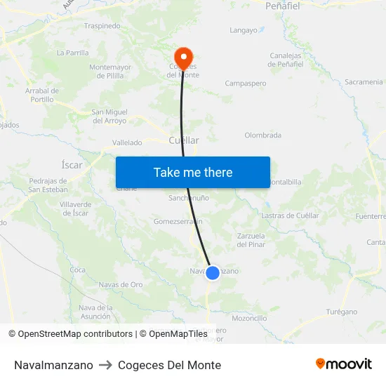 Navalmanzano to Cogeces Del Monte map