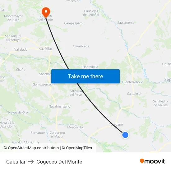 Caballar to Cogeces Del Monte map