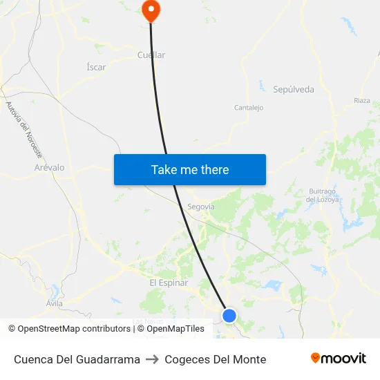 Cuenca Del Guadarrama to Cogeces Del Monte map