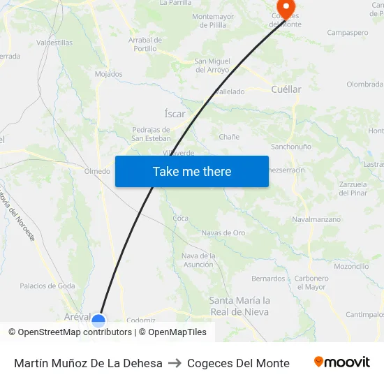 Martín Muñoz De La Dehesa to Cogeces Del Monte map