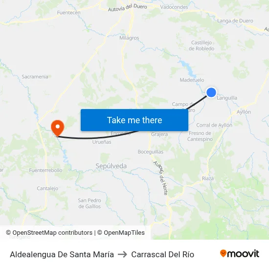 Aldealengua De Santa María to Carrascal Del Río map