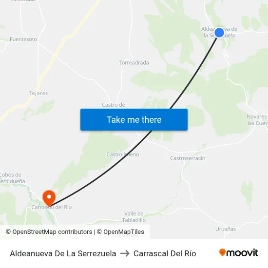 Aldeanueva De La Serrezuela to Carrascal Del Río map