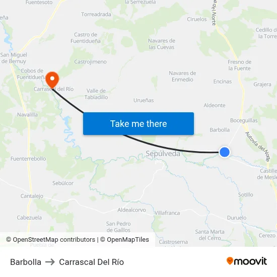 Barbolla to Carrascal Del Río map