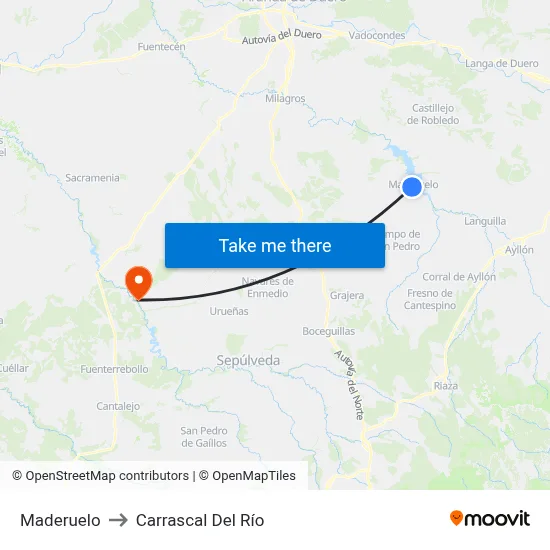 Maderuelo to Carrascal Del Río map