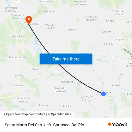 Santa Marta Del Cerro to Carrascal Del Río map