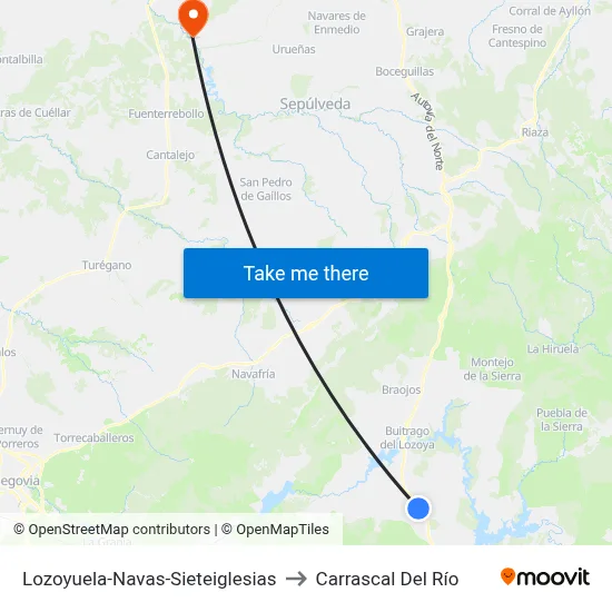 Lozoyuela-Navas-Sieteiglesias to Carrascal Del Río map