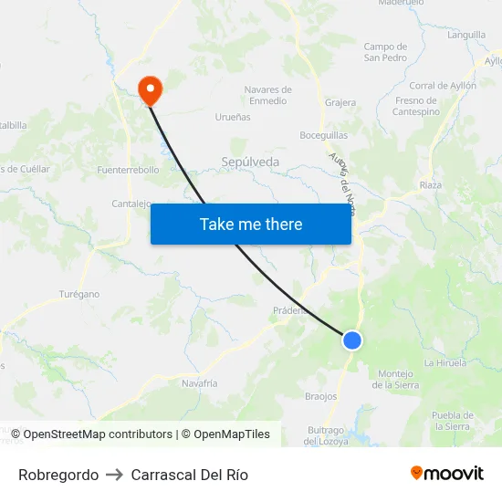 Robregordo to Carrascal Del Río map