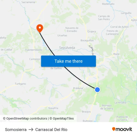 Somosierra to Carrascal Del Río map
