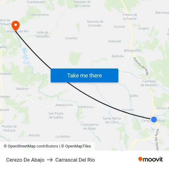 Cerezo De Abajo to Carrascal Del Río map