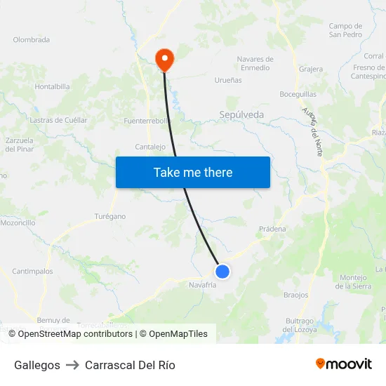 Gallegos to Carrascal Del Río map