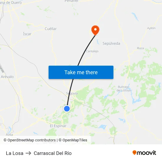 La Losa to Carrascal Del Río map
