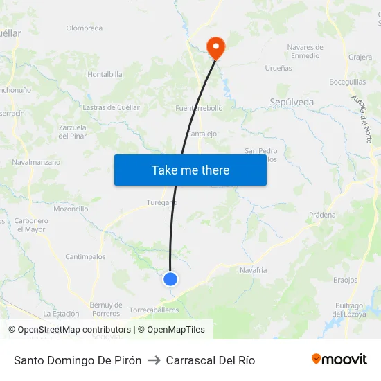 Santo Domingo De Pirón to Carrascal Del Río map