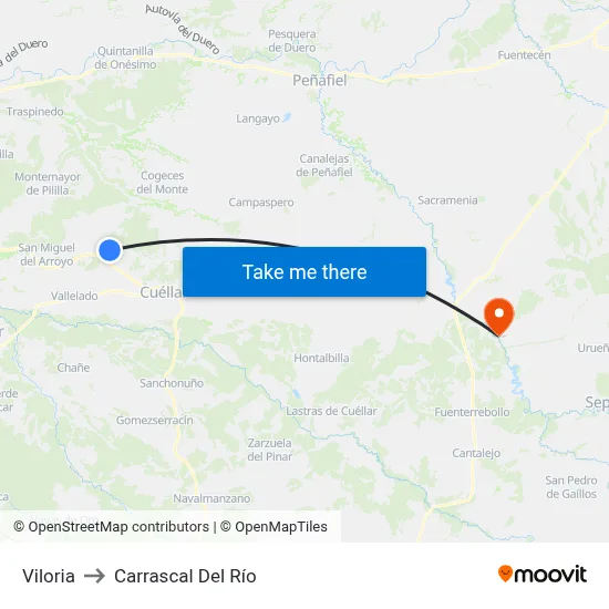 Viloria to Carrascal Del Río map