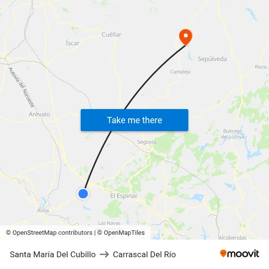 Santa María Del Cubillo to Carrascal Del Río map