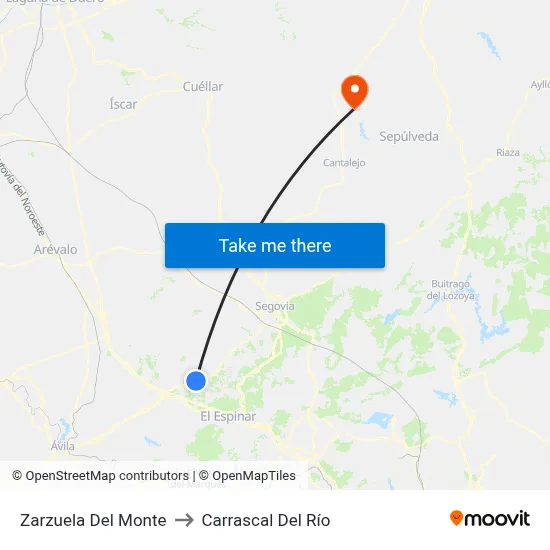 Zarzuela Del Monte to Carrascal Del Río map