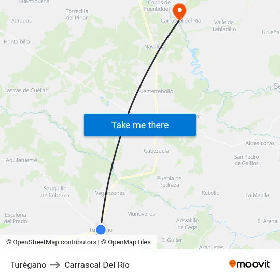 Turégano to Carrascal Del Río map