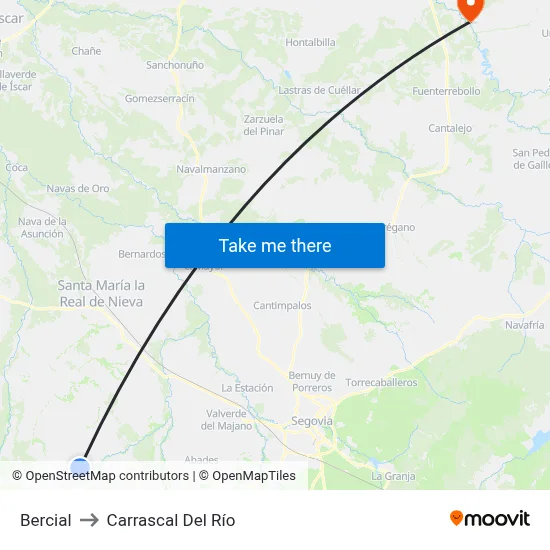 Bercial to Carrascal Del Río map