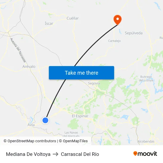 Mediana De Voltoya to Carrascal Del Río map