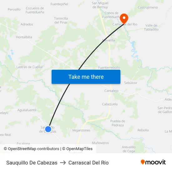 Sauquillo De Cabezas to Carrascal Del Río map