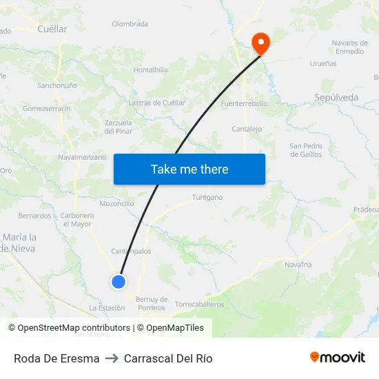 Roda De Eresma to Carrascal Del Río map