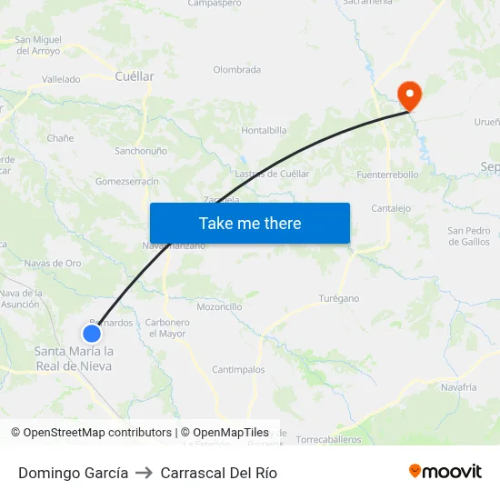 Domingo García to Carrascal Del Río map
