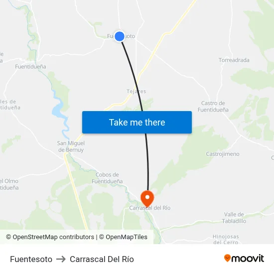 Fuentesoto to Carrascal Del Río map