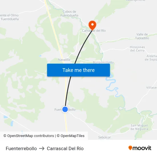 Fuenterrebollo to Carrascal Del Río map