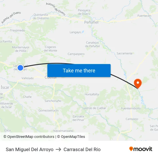 San Miguel Del Arroyo to Carrascal Del Río map