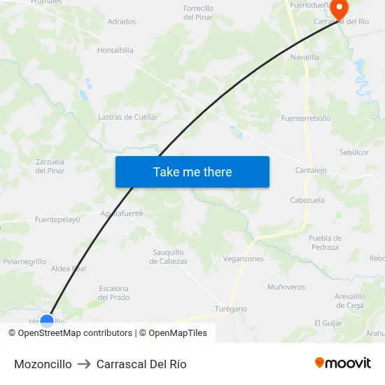 Mozoncillo to Carrascal Del Río map