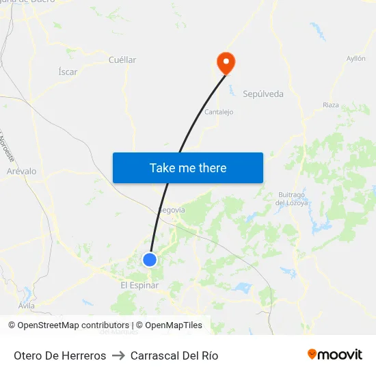 Otero De Herreros to Carrascal Del Río map