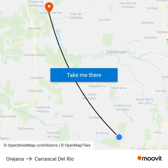 Orejana to Carrascal Del Río map