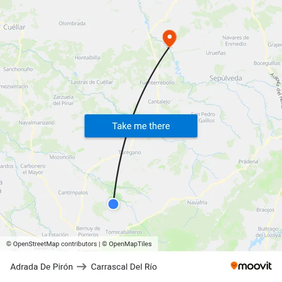 Adrada De Pirón to Carrascal Del Río map