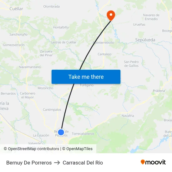 Bernuy De Porreros to Carrascal Del Río map