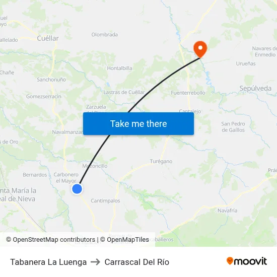 Tabanera La Luenga to Carrascal Del Río map