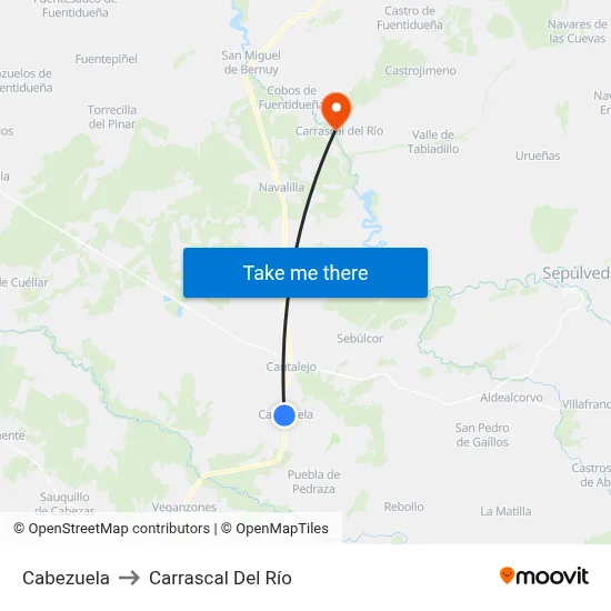 Cabezuela to Carrascal Del Río map