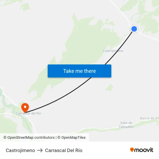 Castrojimeno to Carrascal Del Río map