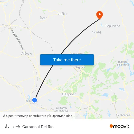 Ávila to Carrascal Del Río map