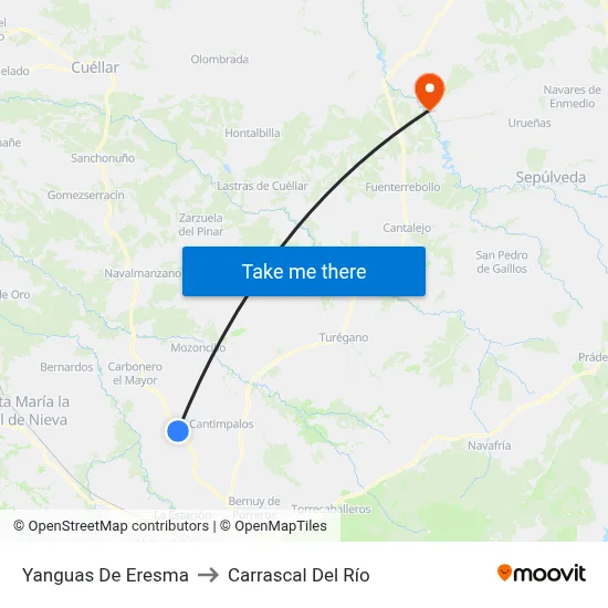 Yanguas De Eresma to Carrascal Del Río map