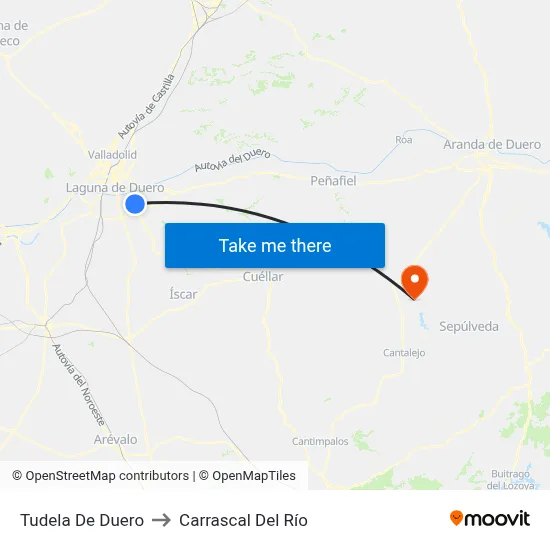 Tudela De Duero to Carrascal Del Río map
