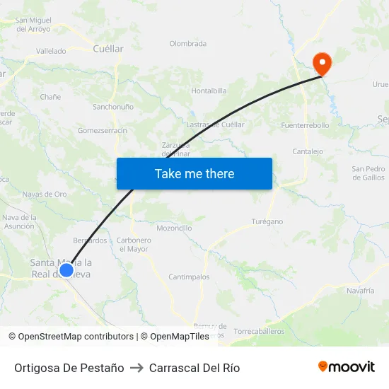 Ortigosa De Pestaño to Carrascal Del Río map