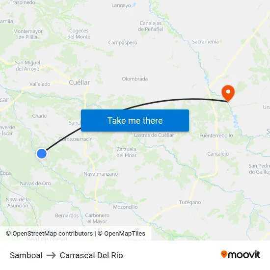 Samboal to Carrascal Del Río map