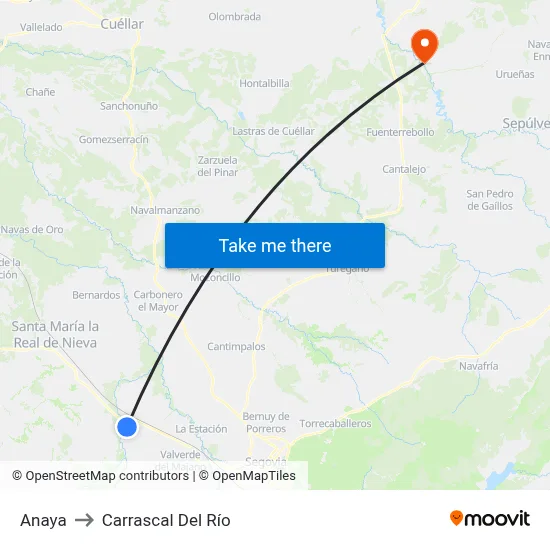 Anaya to Carrascal Del Río map