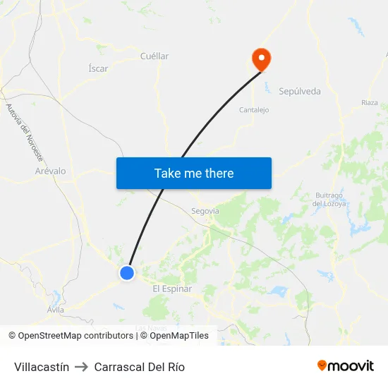 Villacastín to Carrascal Del Río map