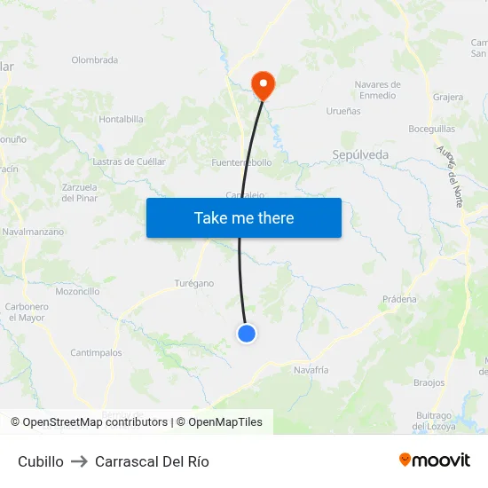 Cubillo to Carrascal Del Río map